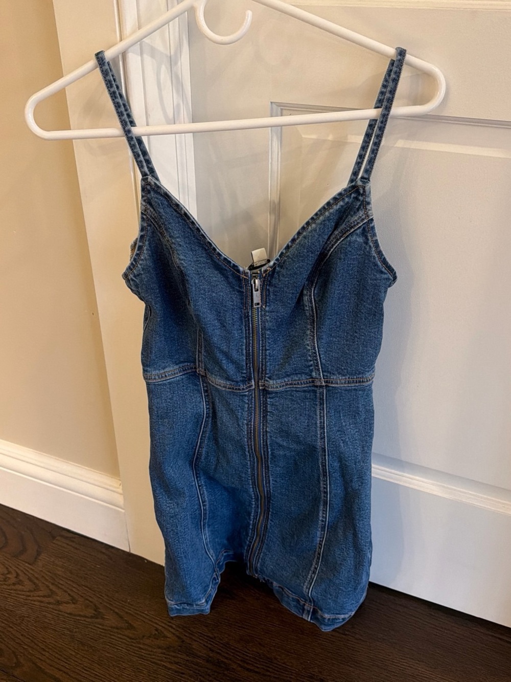 American Eagle Outfitters Dark Blue Denim Zip-Front Dress